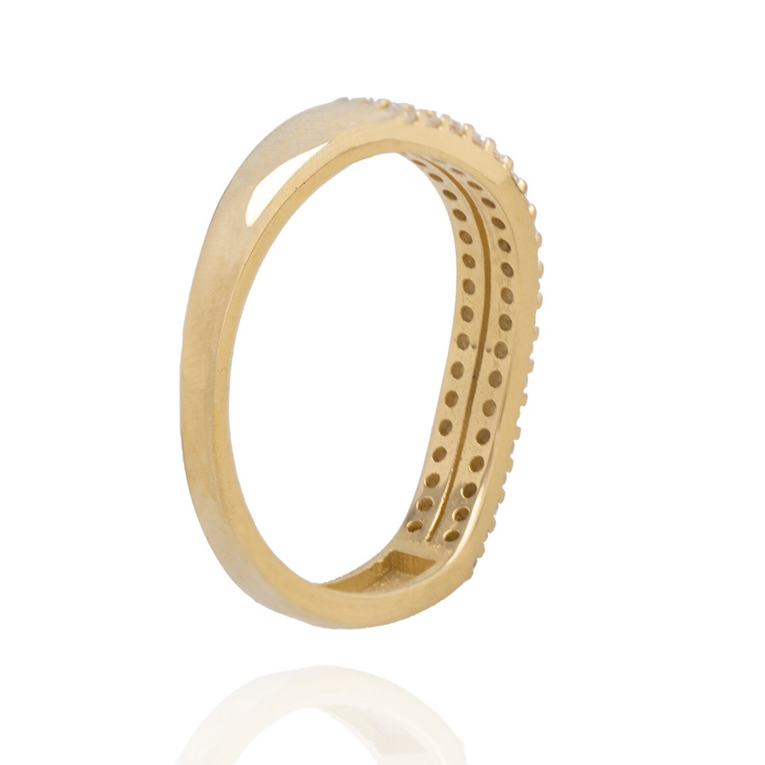 Anillo Compromiso de Oro 18Kt Cintillo doble Circon 3