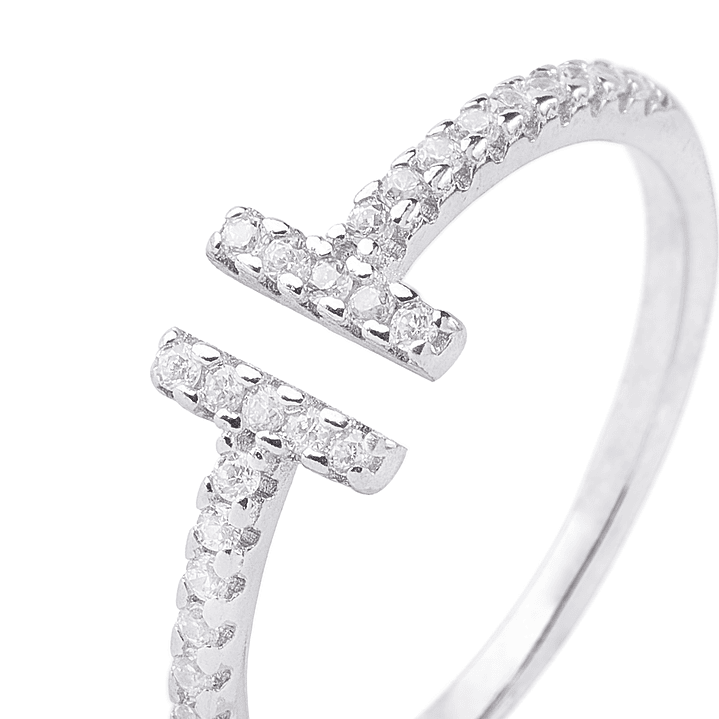 Anillo de Plata Esterlina 925 Abierto Circon 2