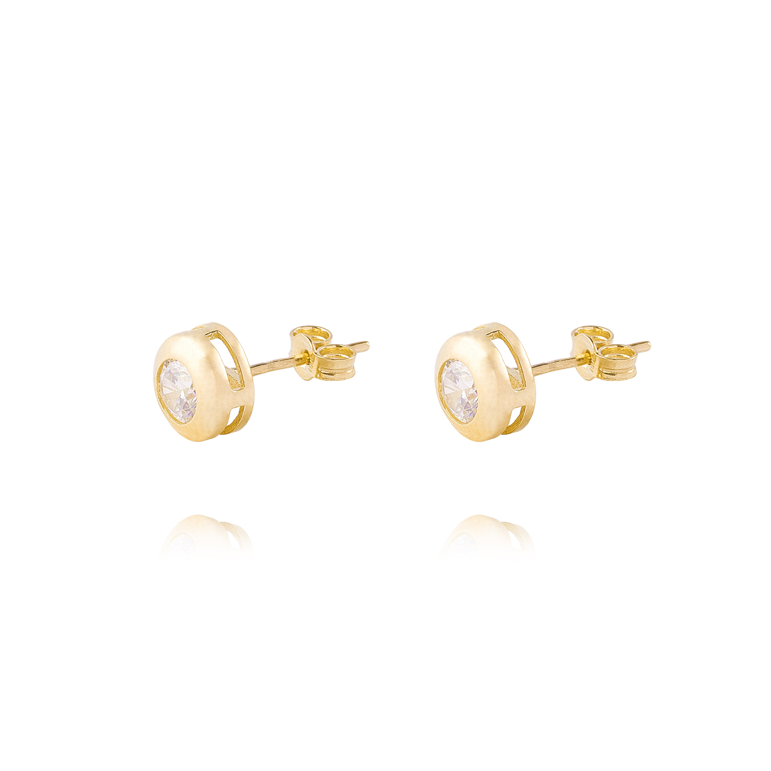 Aros Oro Amarillo 18kt Modelo Punto Luz con Piedra Circonita 1