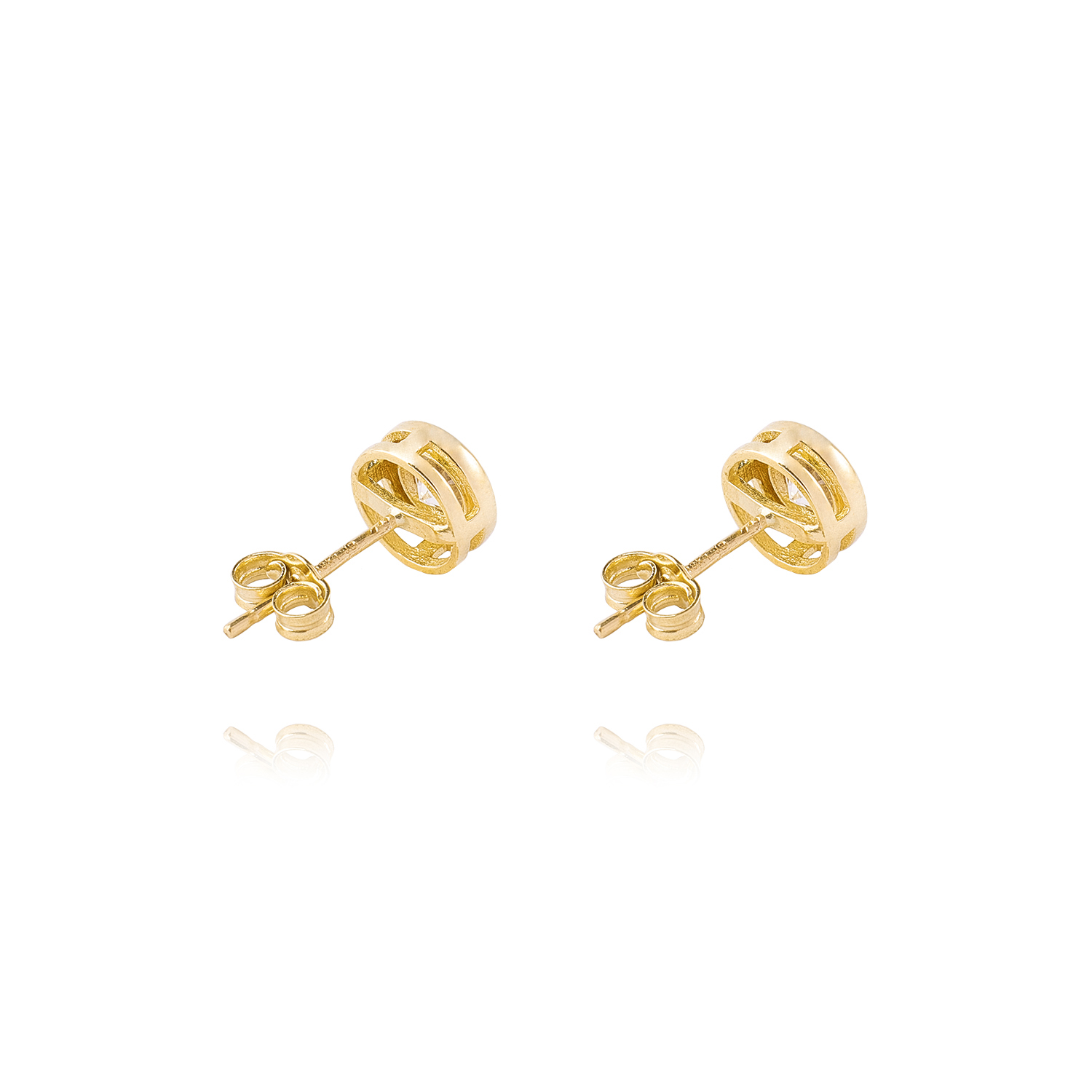 Aros Oro Amarillo 18kt Modelo Punto Luz con Piedra Circonita 2