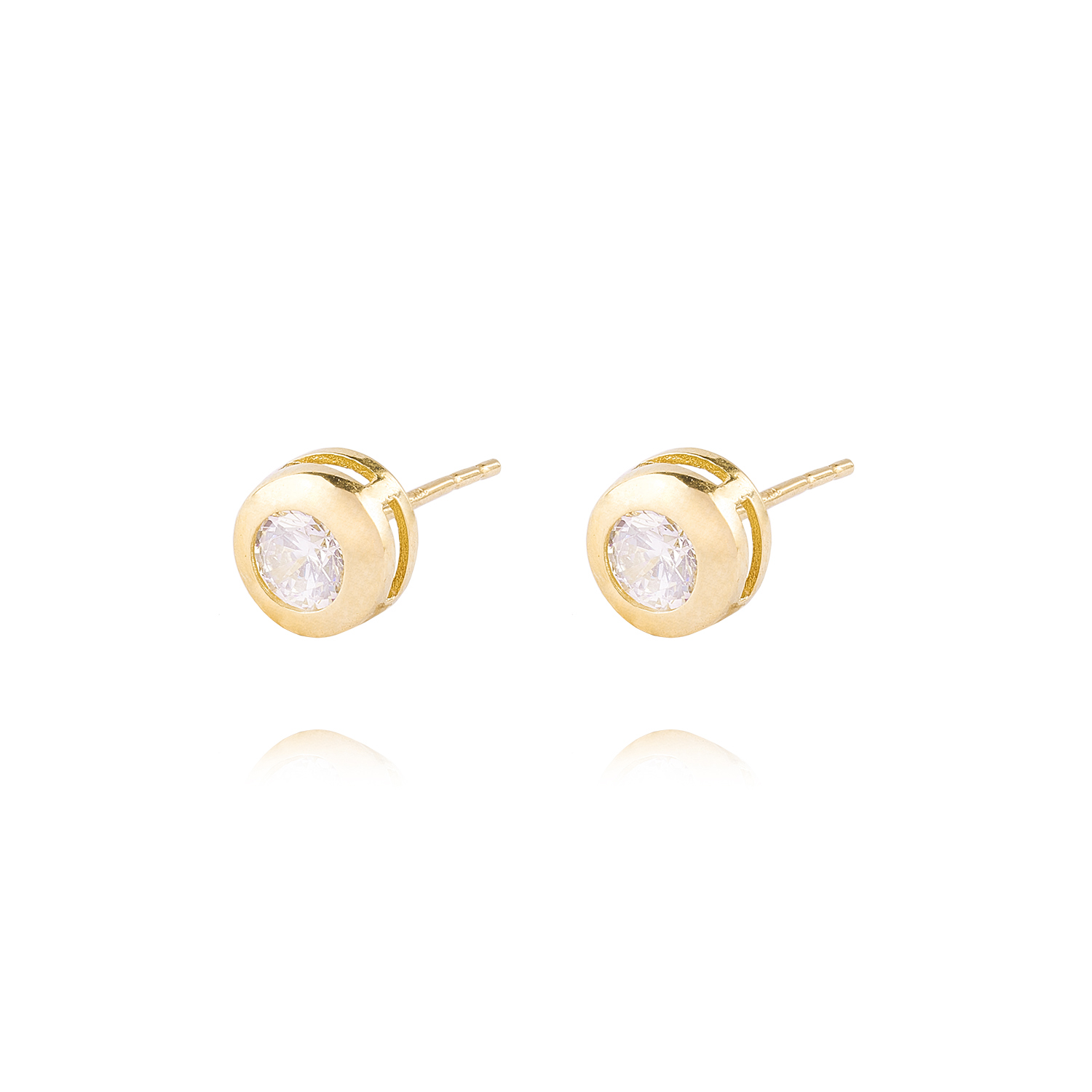 Aros Oro Amarillo 18kt Modelo Punto Luz con Piedra Circonita 3