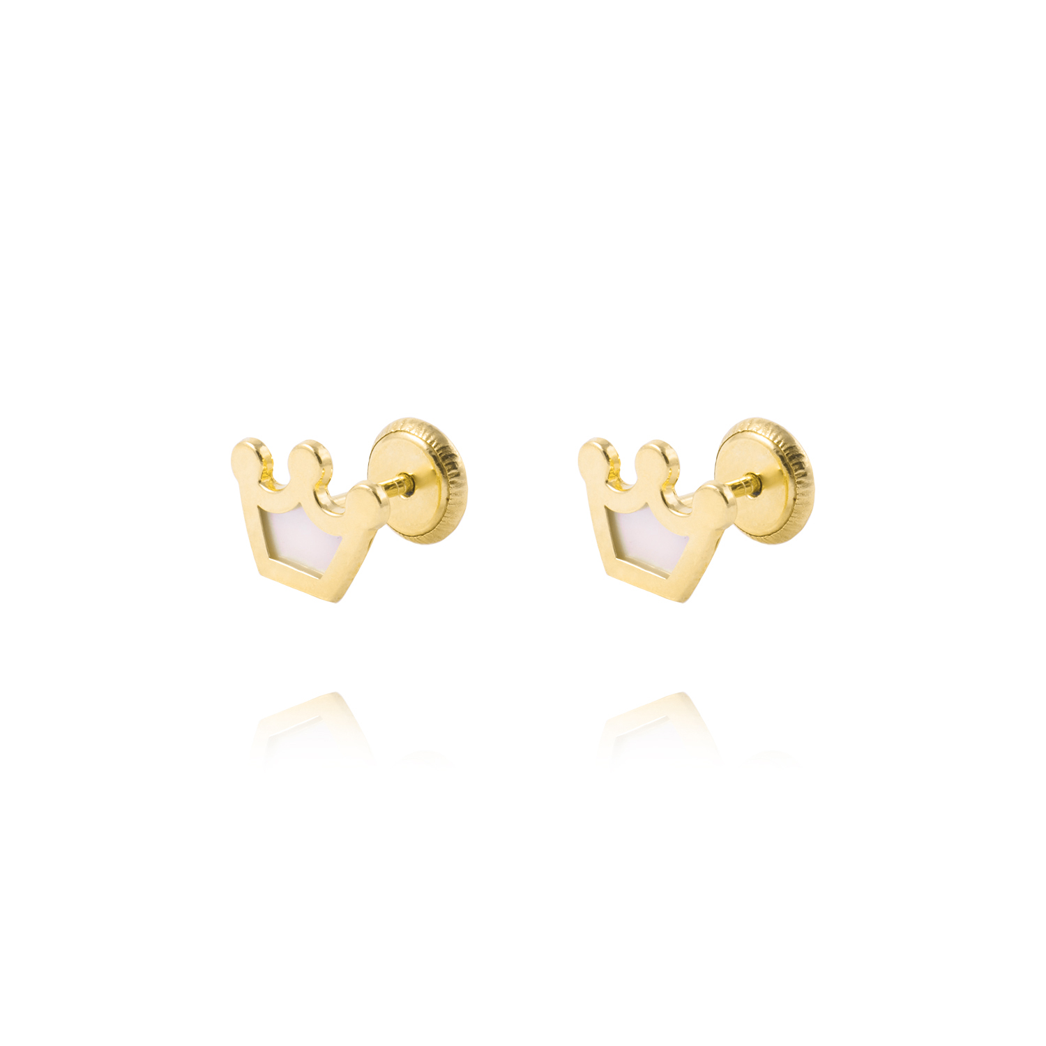 Aros de Oro 18kt Corona con Nacar. Abridor 1