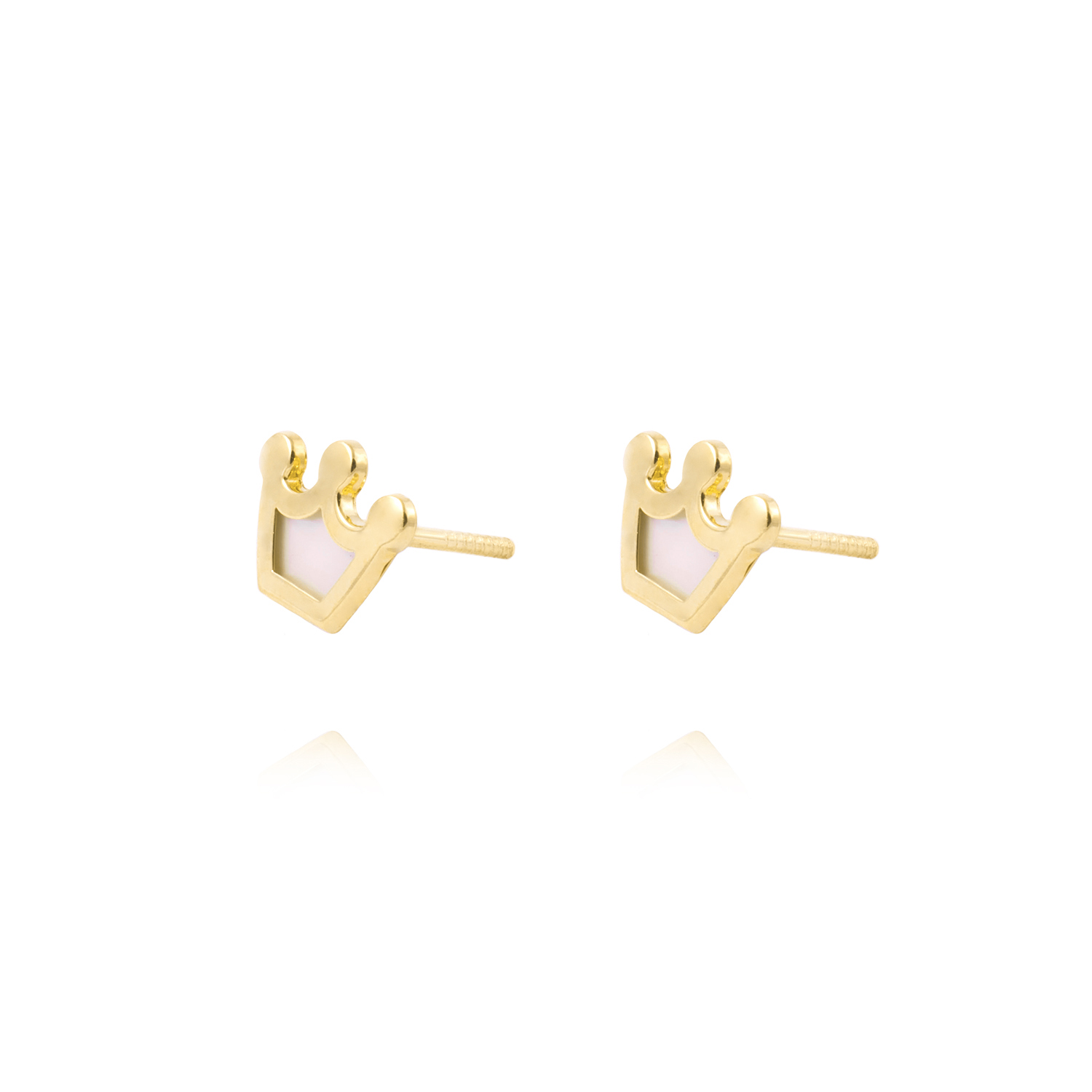 Aros de Oro 18kt Corona con Nacar. Abridor 2