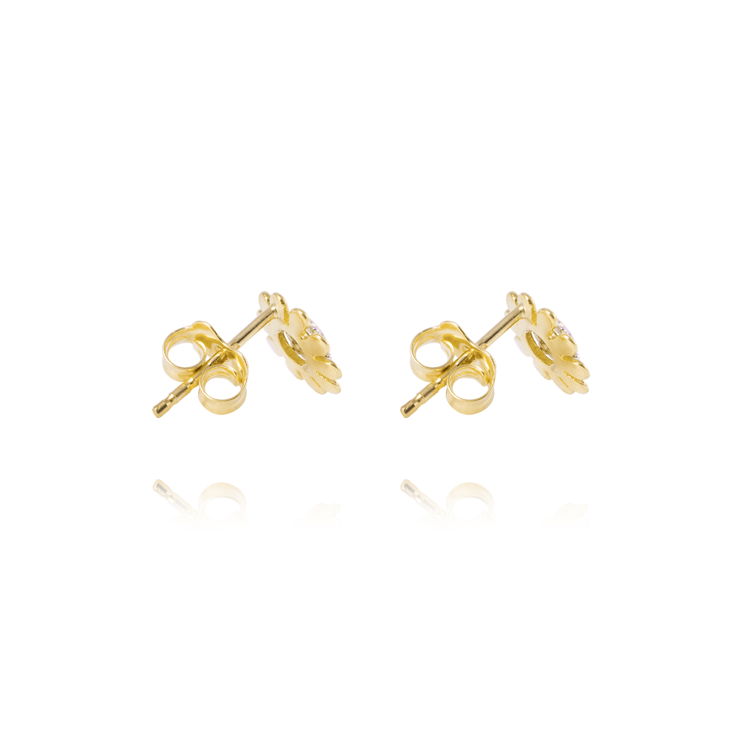 Aros de Oro 18kt Flor Circón 10 petalos. 3
