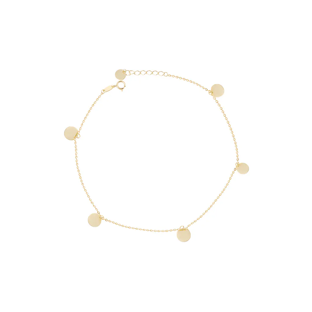 Tobillera  de Oro 18kt Círculos Colgantes. 1