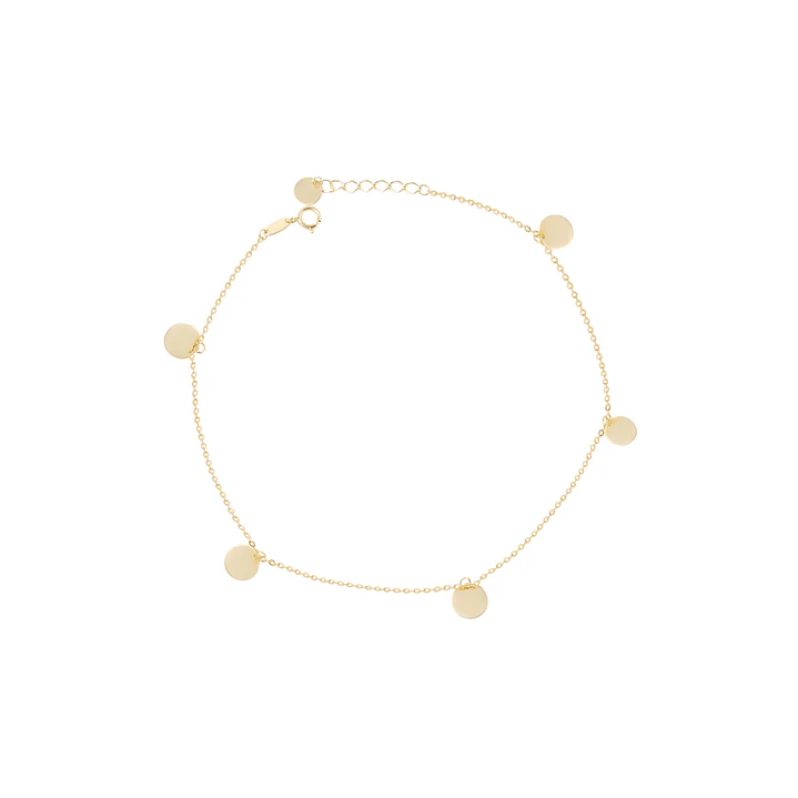 Tobillera  de Oro 18kt Círculos Colgantes. 1