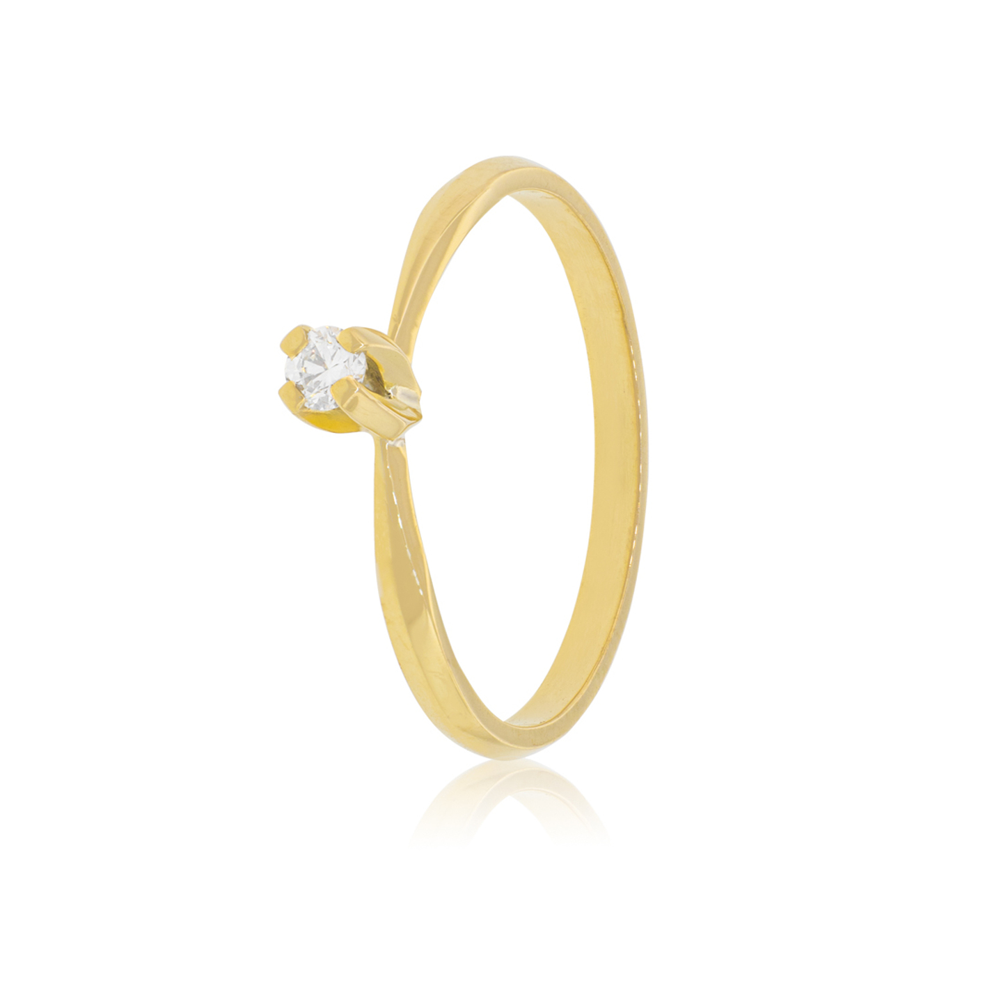 Anillo Compromiso Oro Amarillo 18kt  Niza 1x12ptos Diamante 1