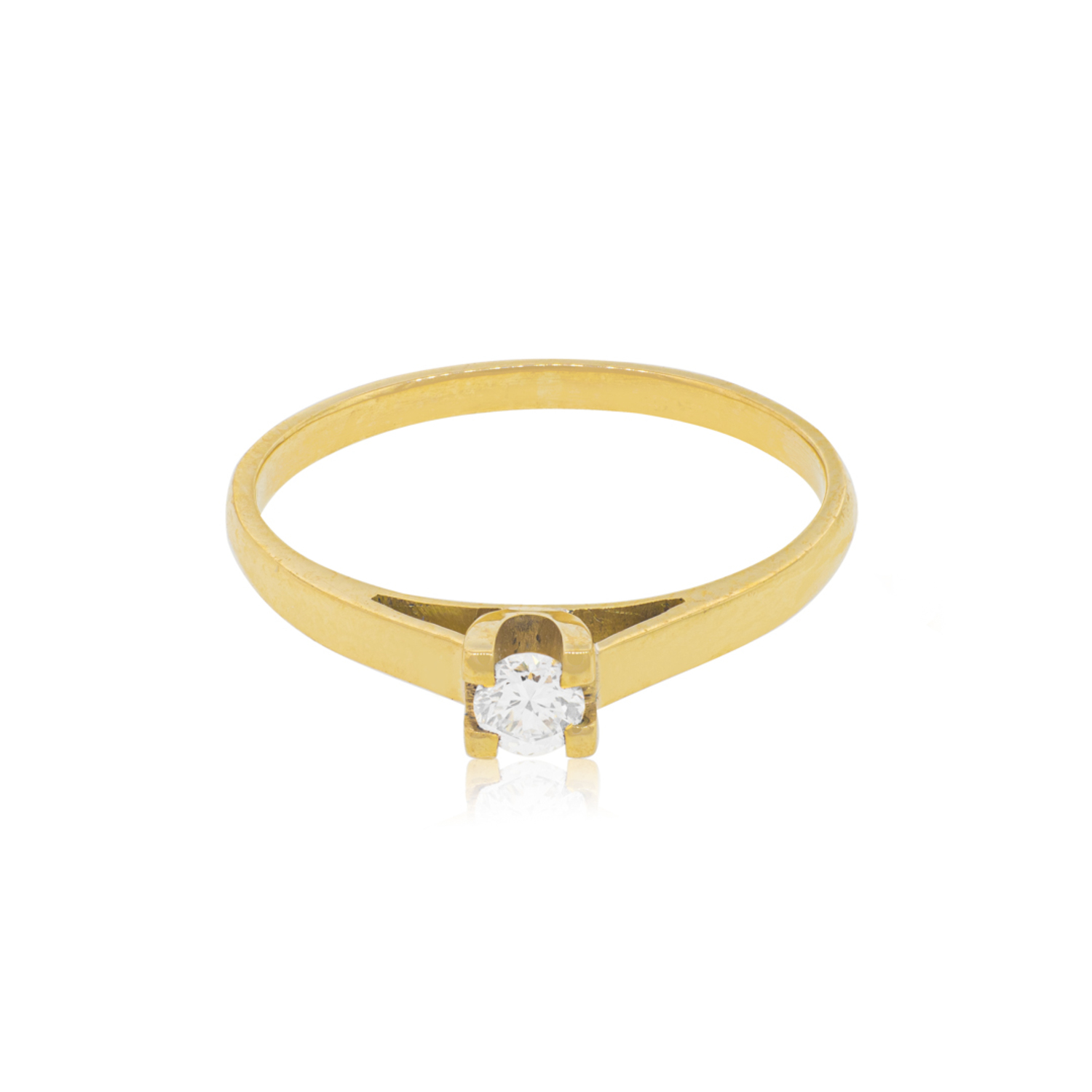 Anillo Compromiso Oro Amarillo 18kt  Nápoles 1x14ptos Diamante 3
