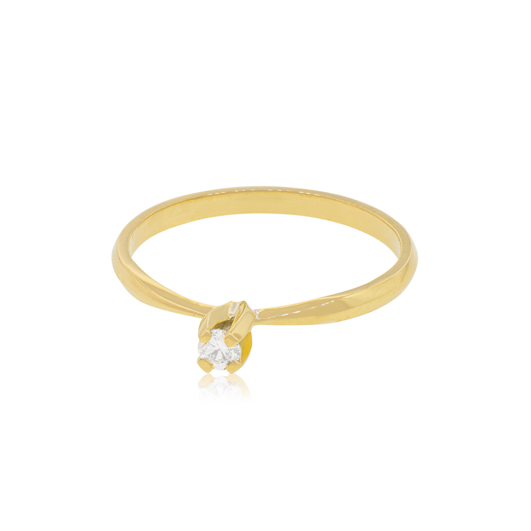 Anillo Compromiso Oro Amarillo 18kt  Niza 1x14ptos Diamante 3
