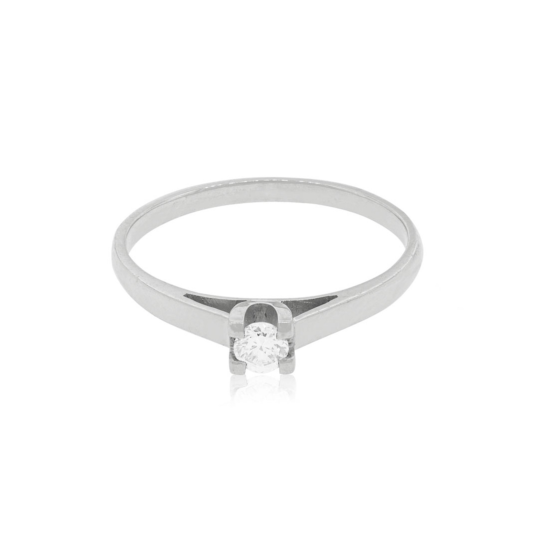 Anillo Compromiso Oro Blanco 18kt  Nápoles 1x12ptos Diamante 3
