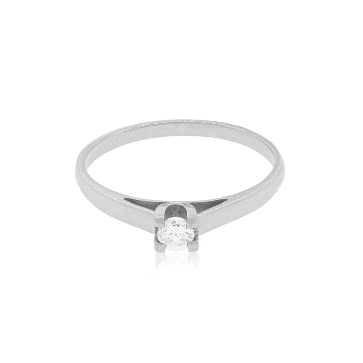 Anillo Compromiso Oro Blanco 18kt  Nápoles 1x12ptos Diamante 3
