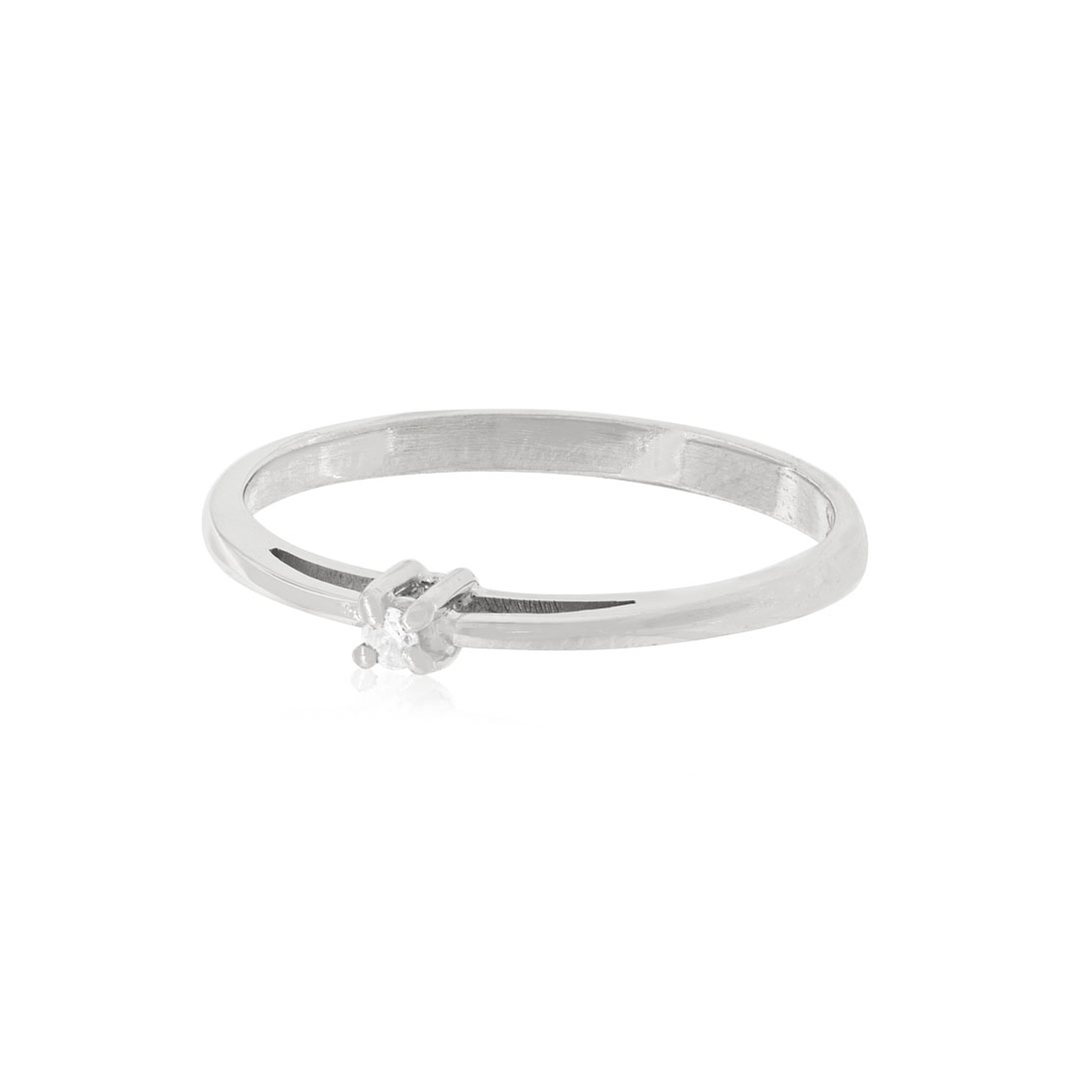 Anillo Compromiso Oro Blanco 18kt  Mónaco 1x14ptos Diamante 3