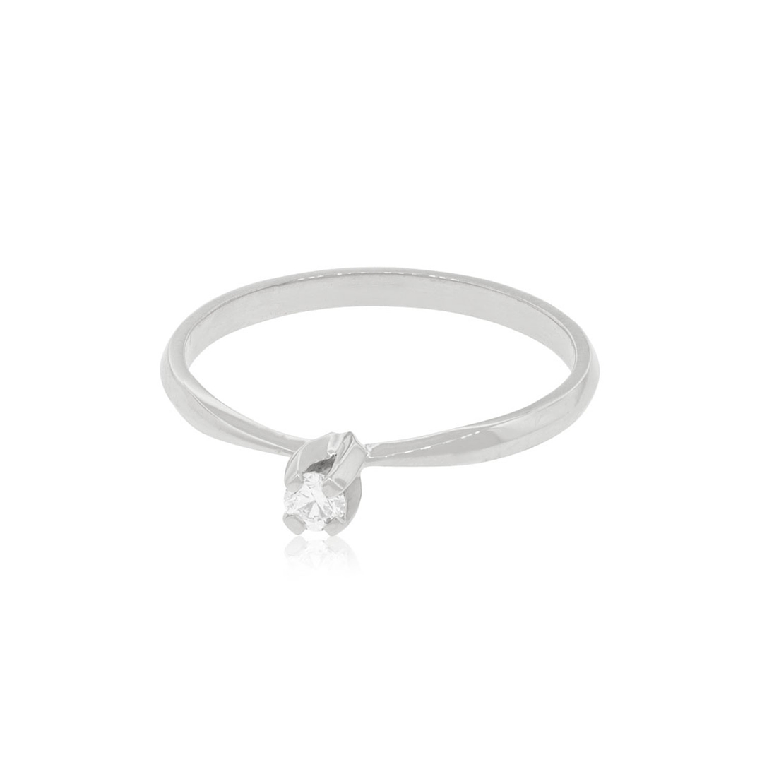 Anillo Compromiso Oro Blanco 18kt  Niza 1x14ptos Diamante 3