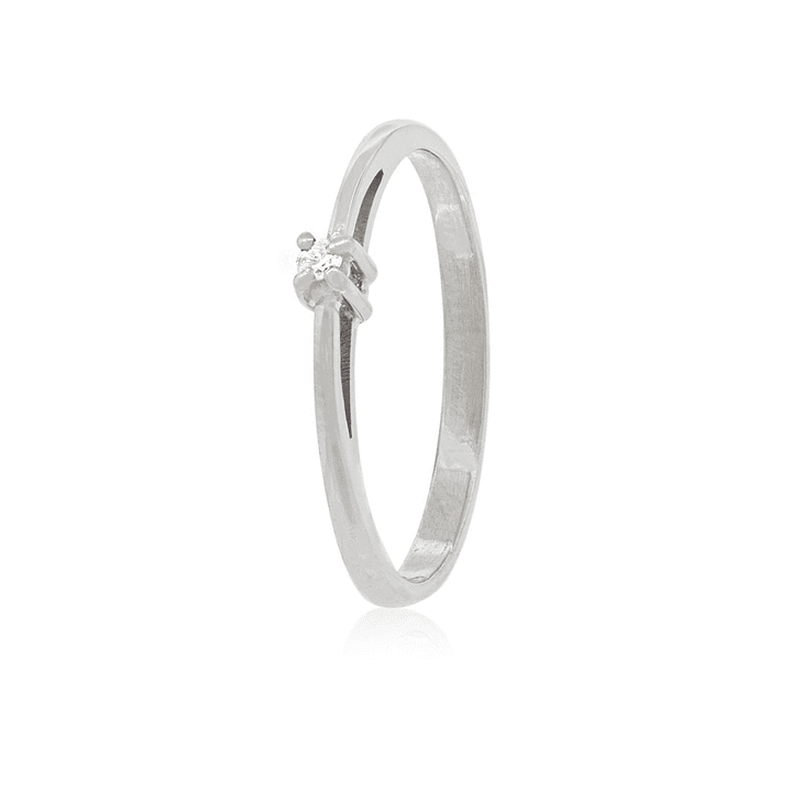 Anillo Compromiso Oro Blanco 18kt  Mónaco 1x6ptos Diamante 1