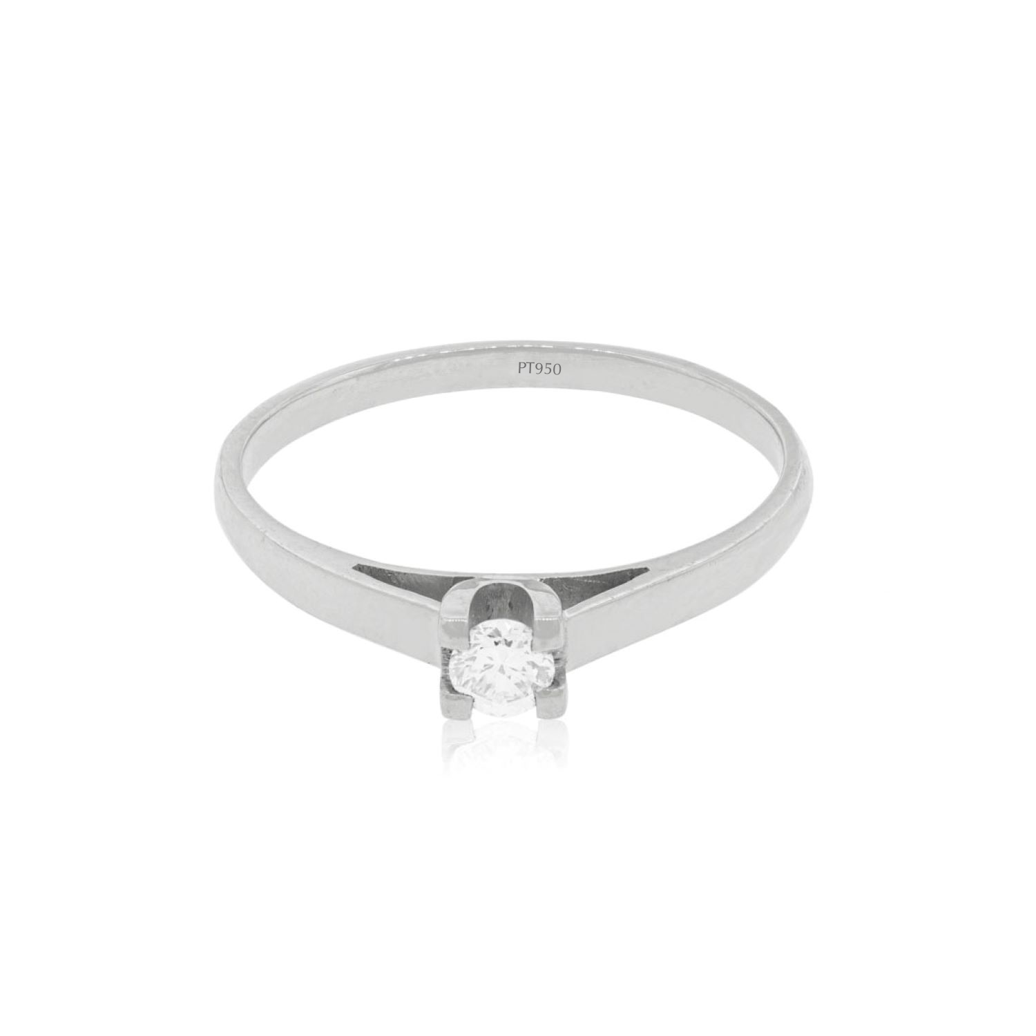 Anillo Compromiso Platino 950  Nápoles 1x6ptos Diamante 3
