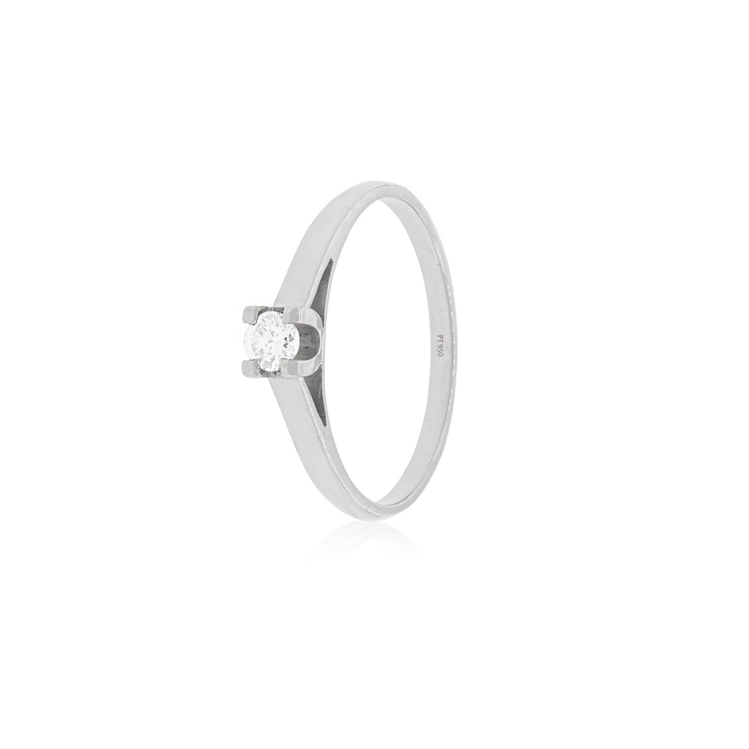 Anillo Compromiso Platino 950  Nápoles 1x12ptos Diamante 1