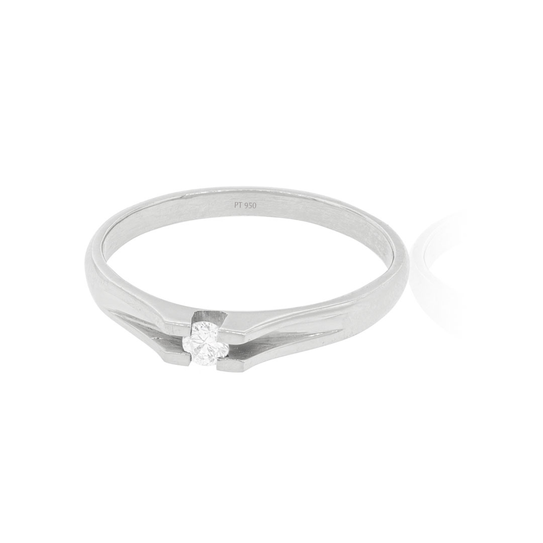 Anillo Compromiso Platino 950  Milán 1x14ptos Diamante 3
