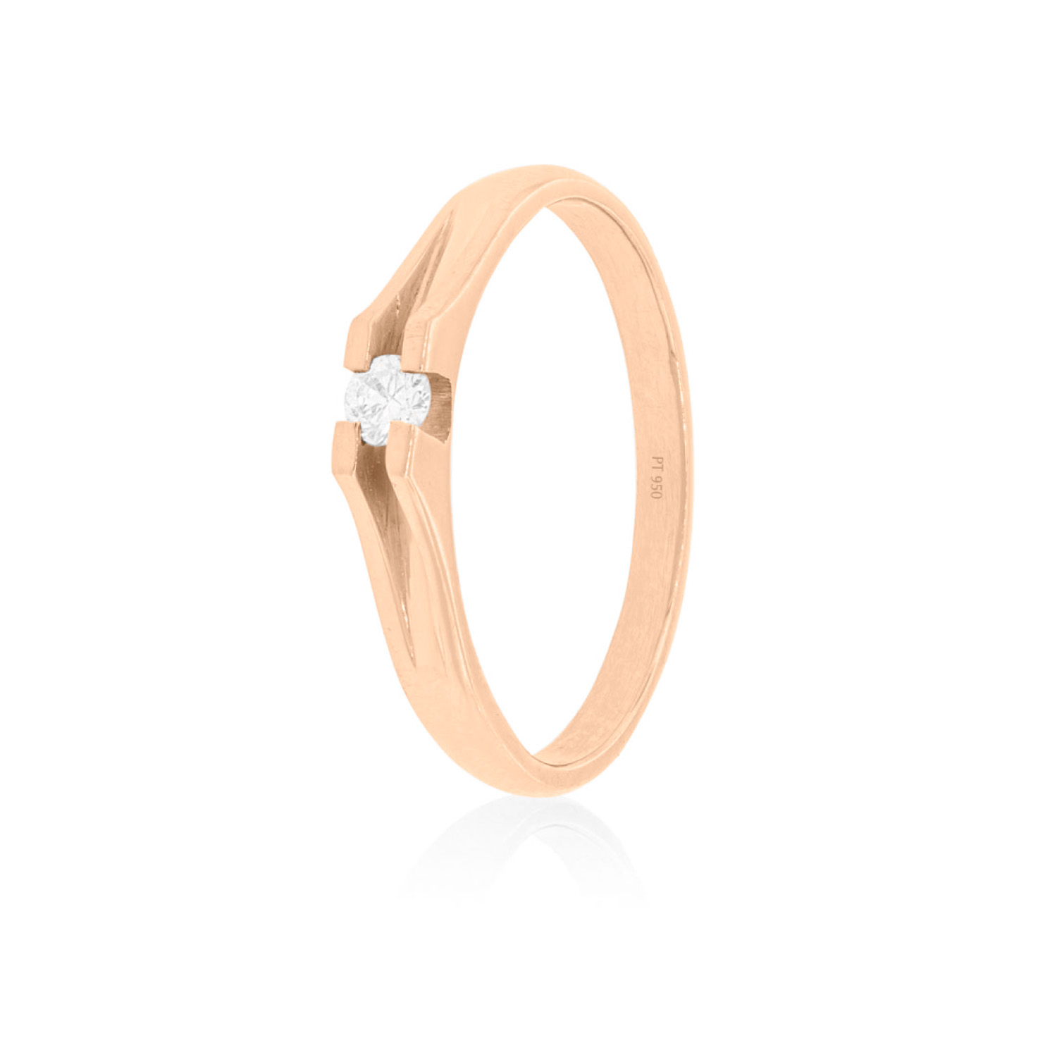 Anillo Compromiso Oro Rosado 18kt  Milán 1x14ptos Diamante 1