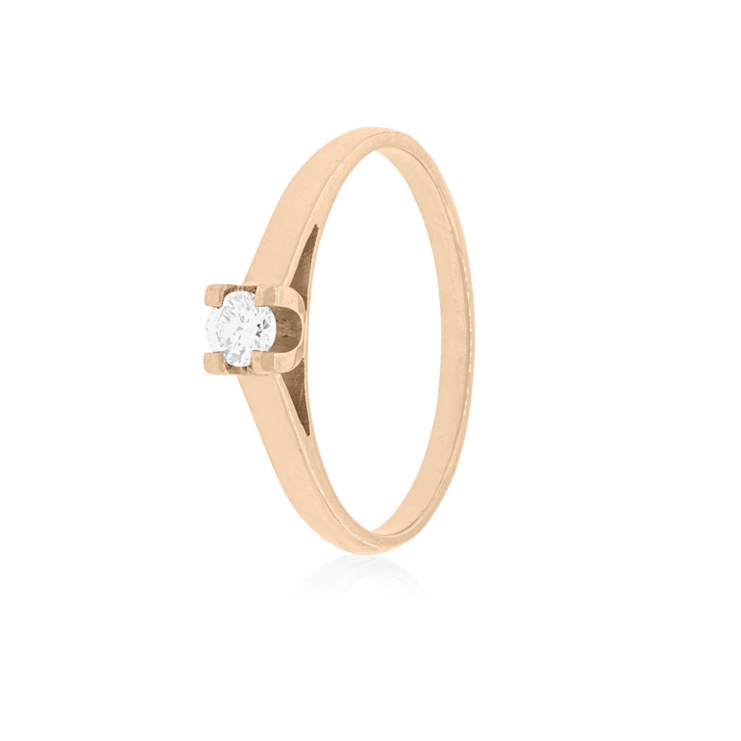 Anillo Compromiso Oro Rosado 18kt  Nápoles 1x14ptos Diamante 1