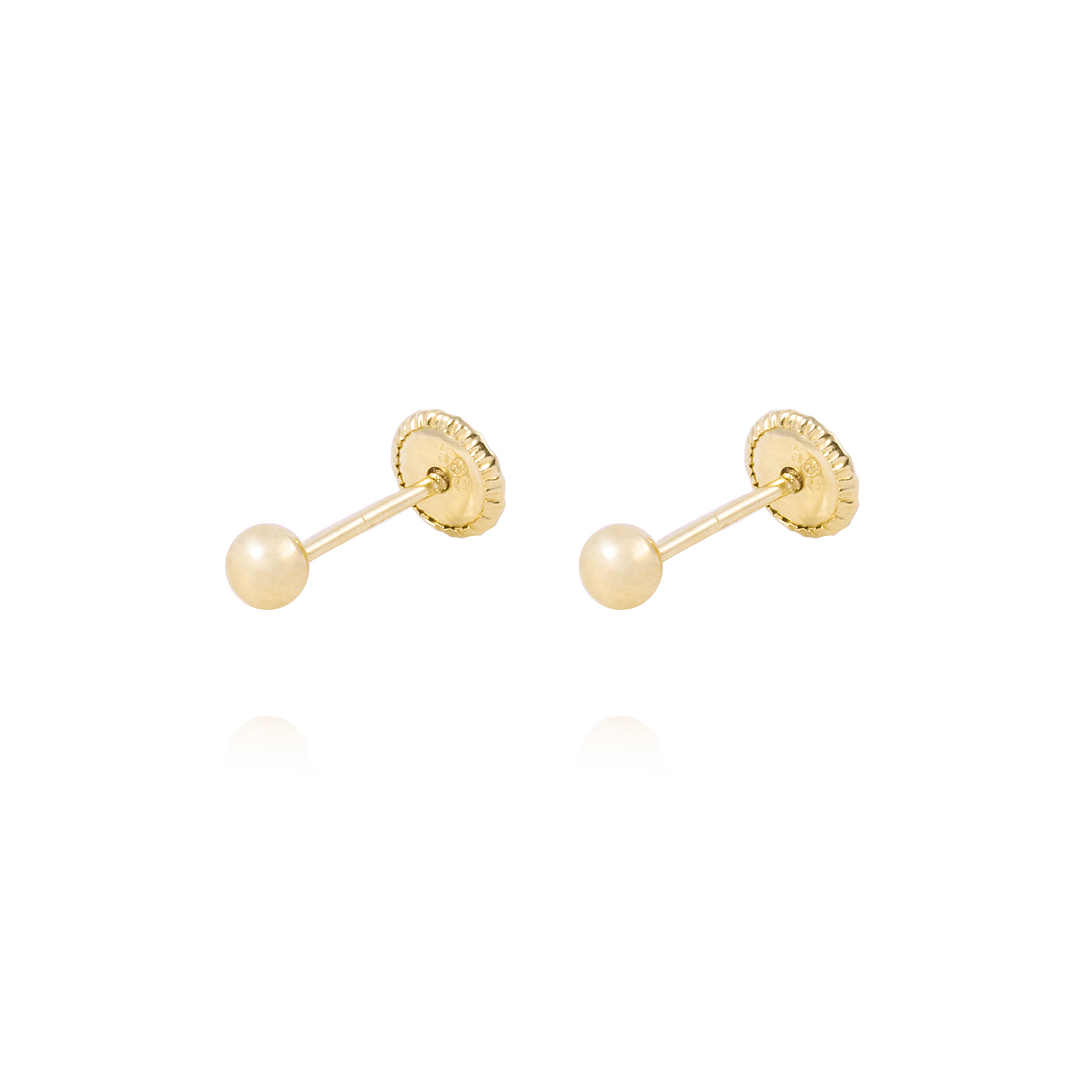 Aros de Oro 14KT Bolita Solida 3mm 1