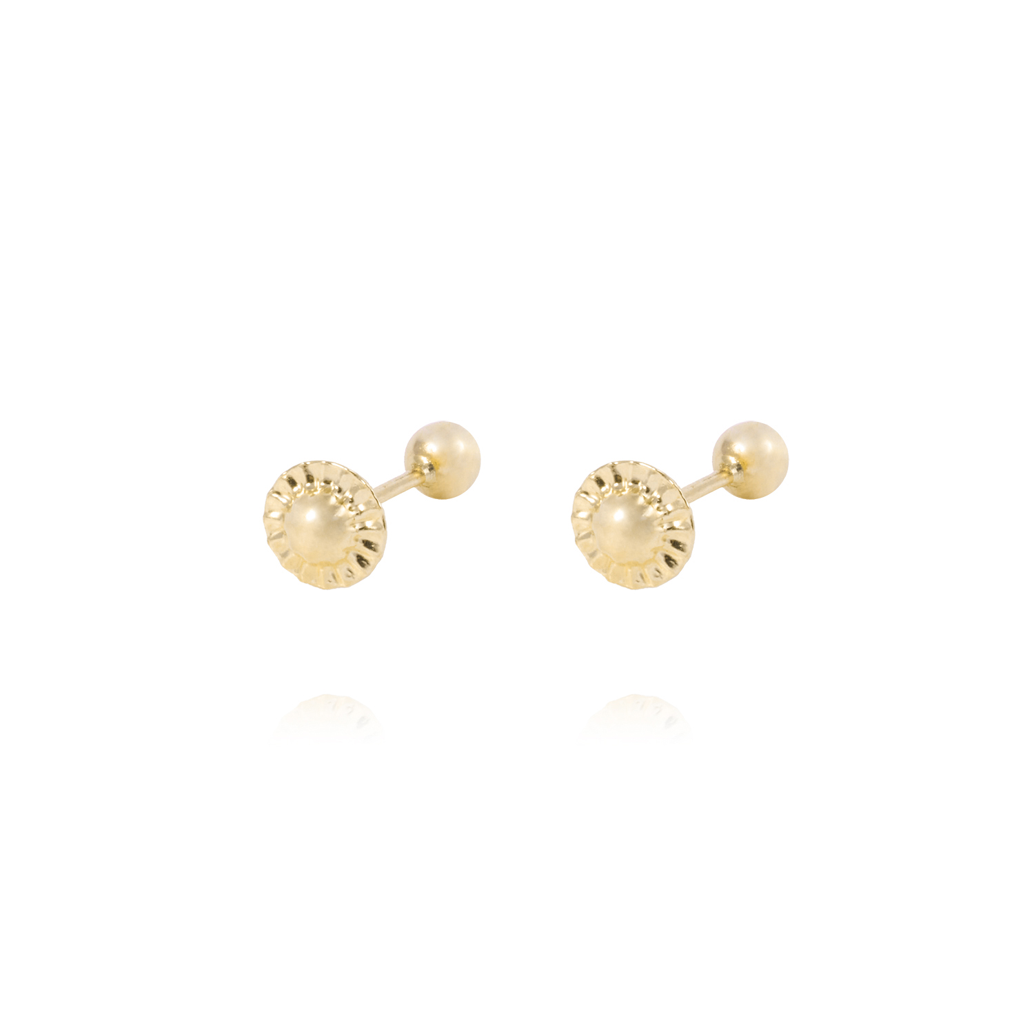 Aros de Oro 14KT Bolita Solida 3mm 3