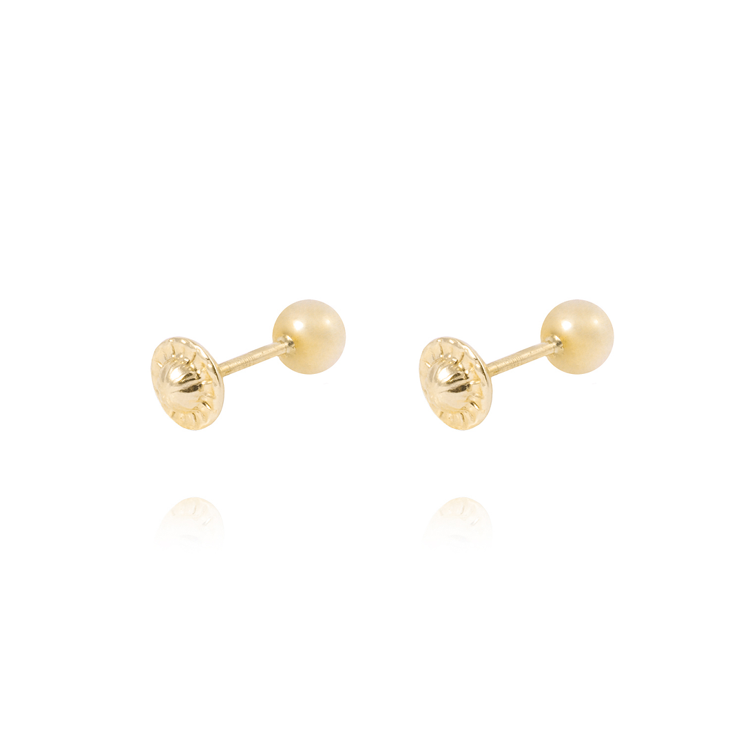 Aros de Oro 9kt Bolita Solida 4mm 3