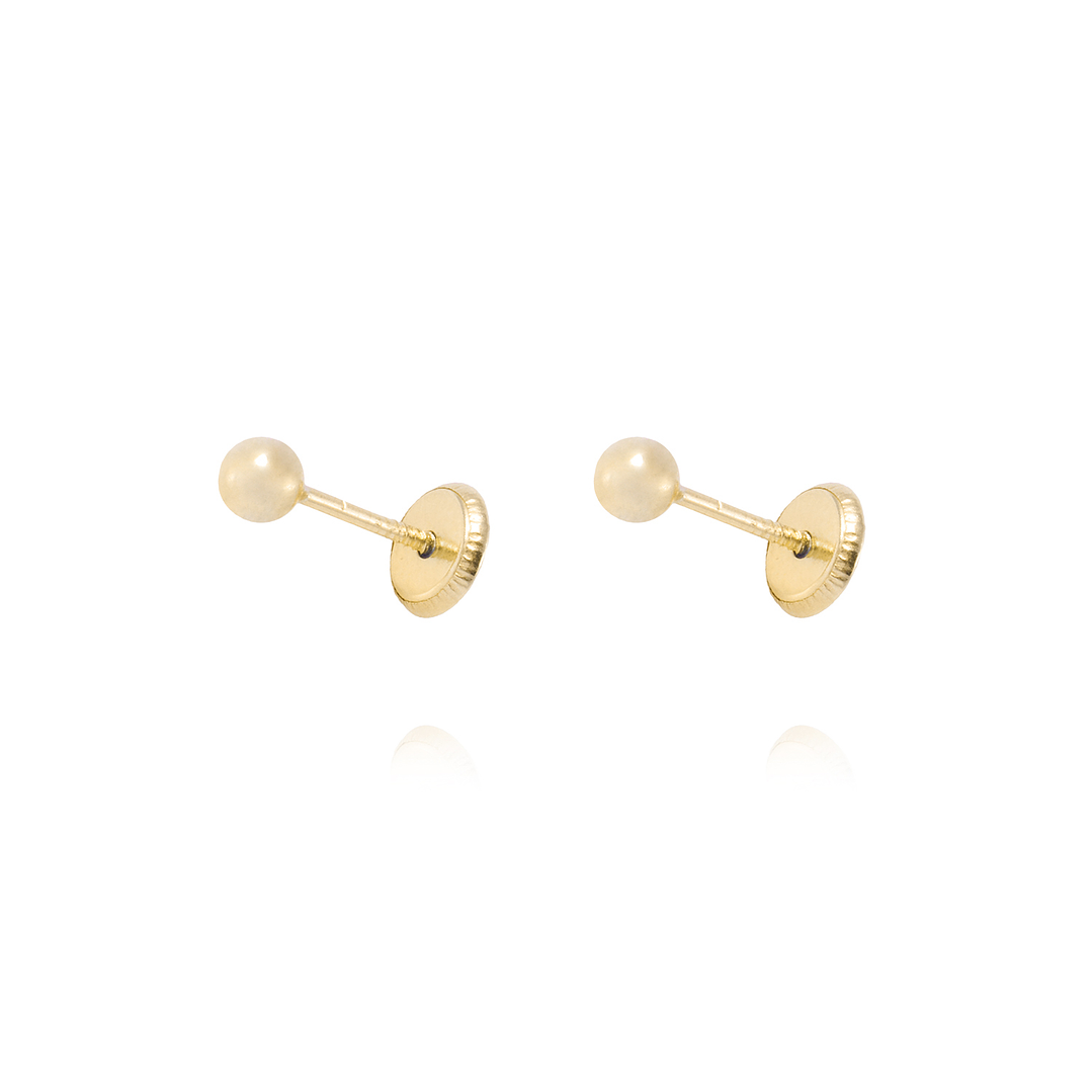 Aros de Oro 9kt Bolita Solida 3mm 1