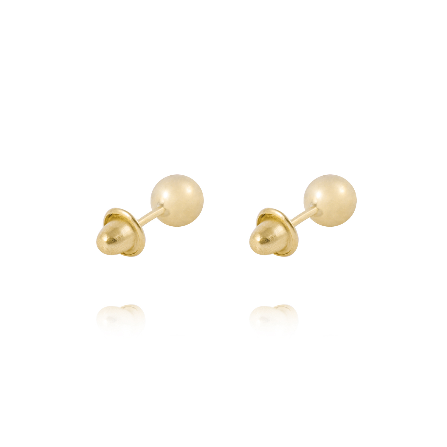 Aros de Oro 18 kt  Pelotita 3,5mm Tornillo tope 3