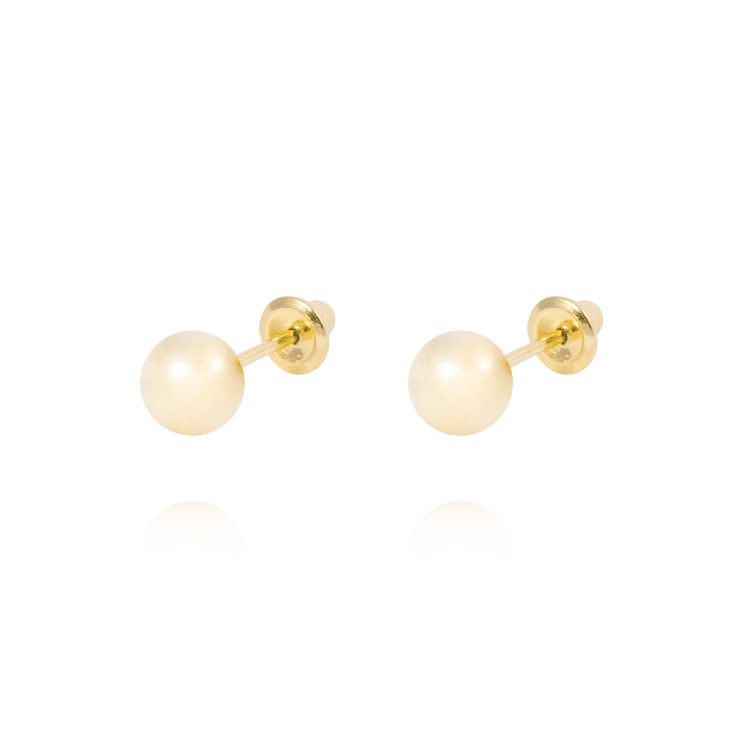 Aros de Oro 18kt Pelotita 4,0mm Tornillo Tope 1