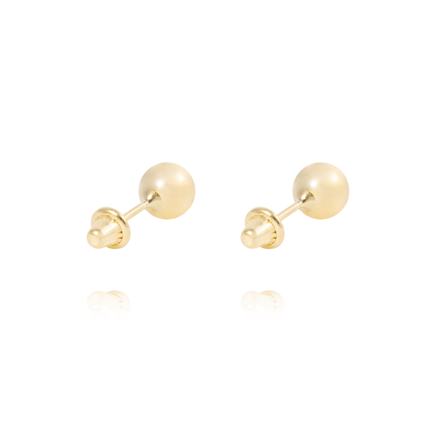 Aros de Oro 18kt Pelotita 4,0mm Tornillo Tope 3