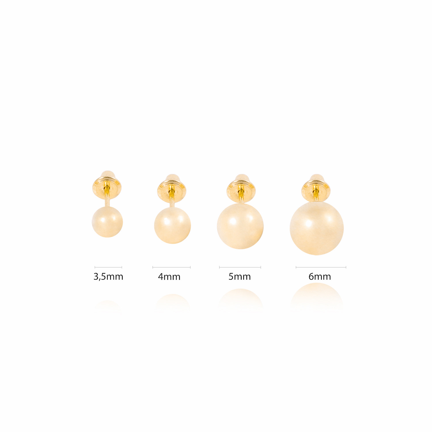Aros de Oro 18kt Pelotita 4,0mm Tornillo Tope 4