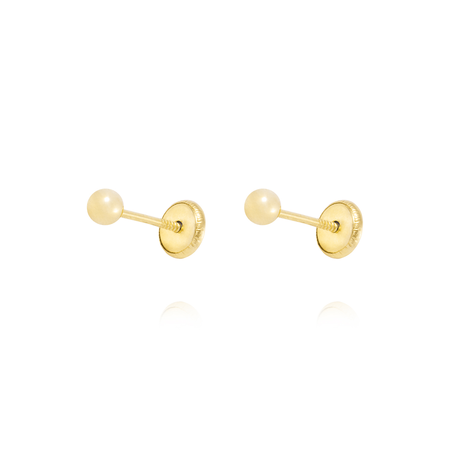 Aros de Oro 18kt Bolita Tornillo Hilo 3mm 1
