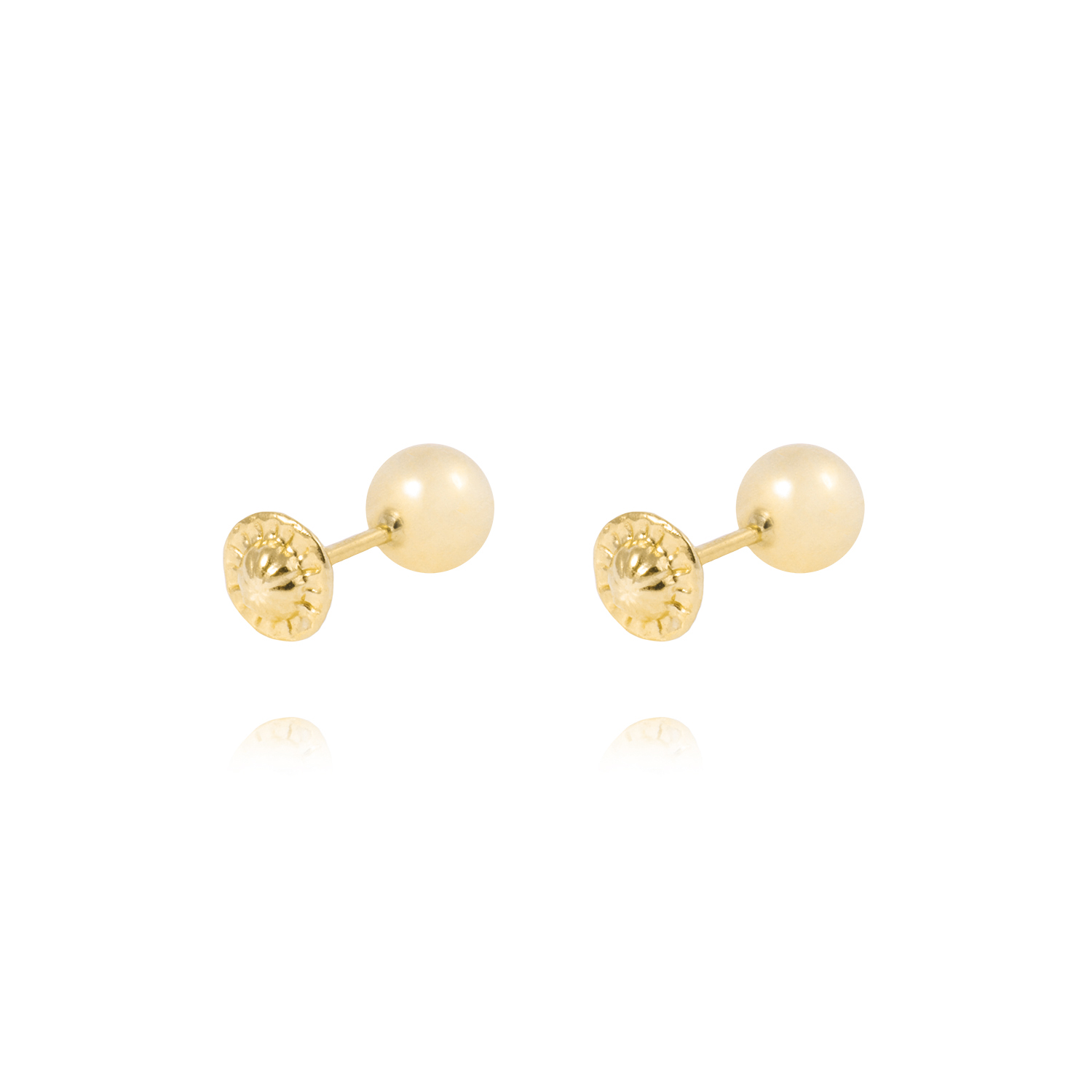 Aros de Oro 18kt bola 5,0mm Tornillo Hilo Tope 3
