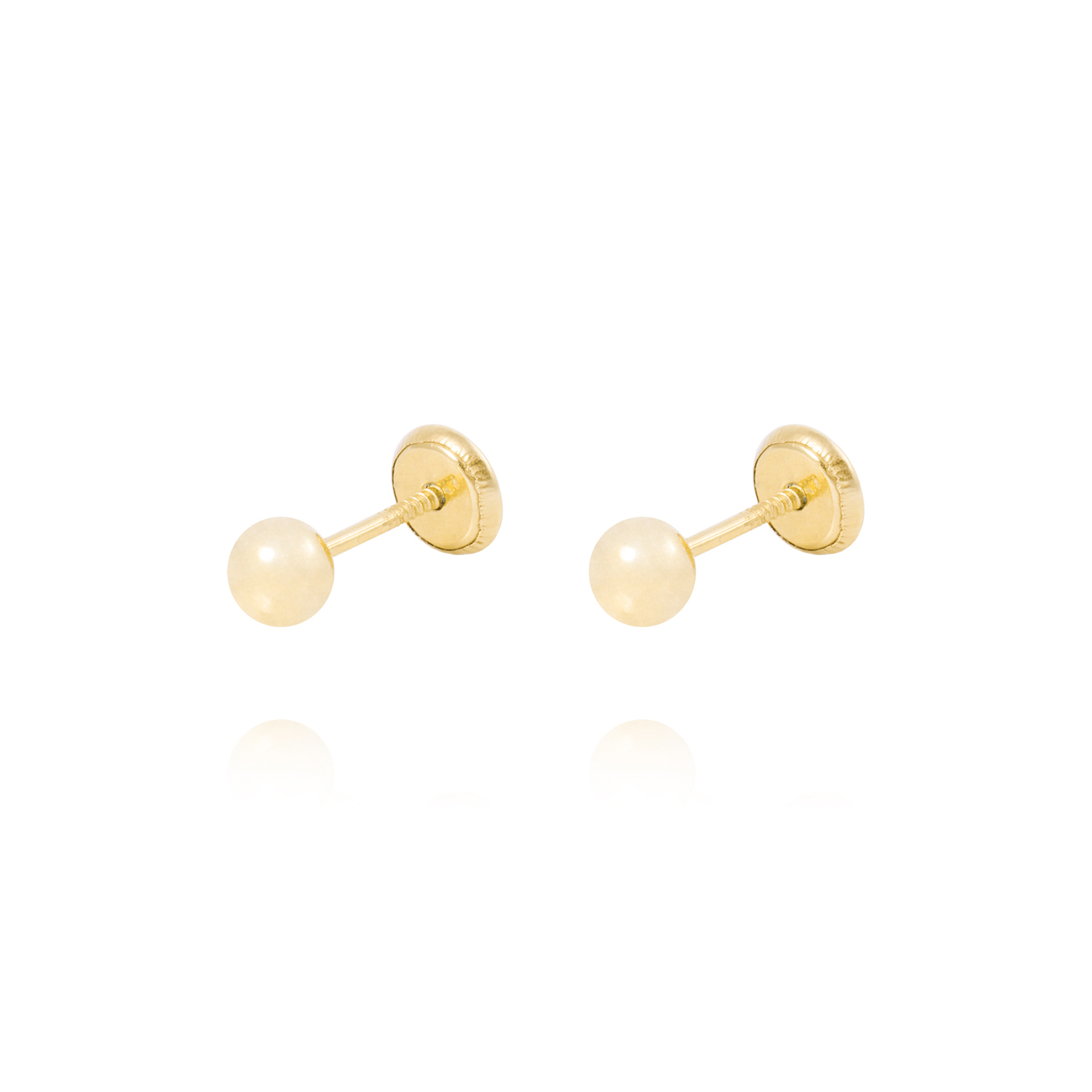 Aros de Oro 18kt Bolita Tornillo Hilo de 4mm 1
