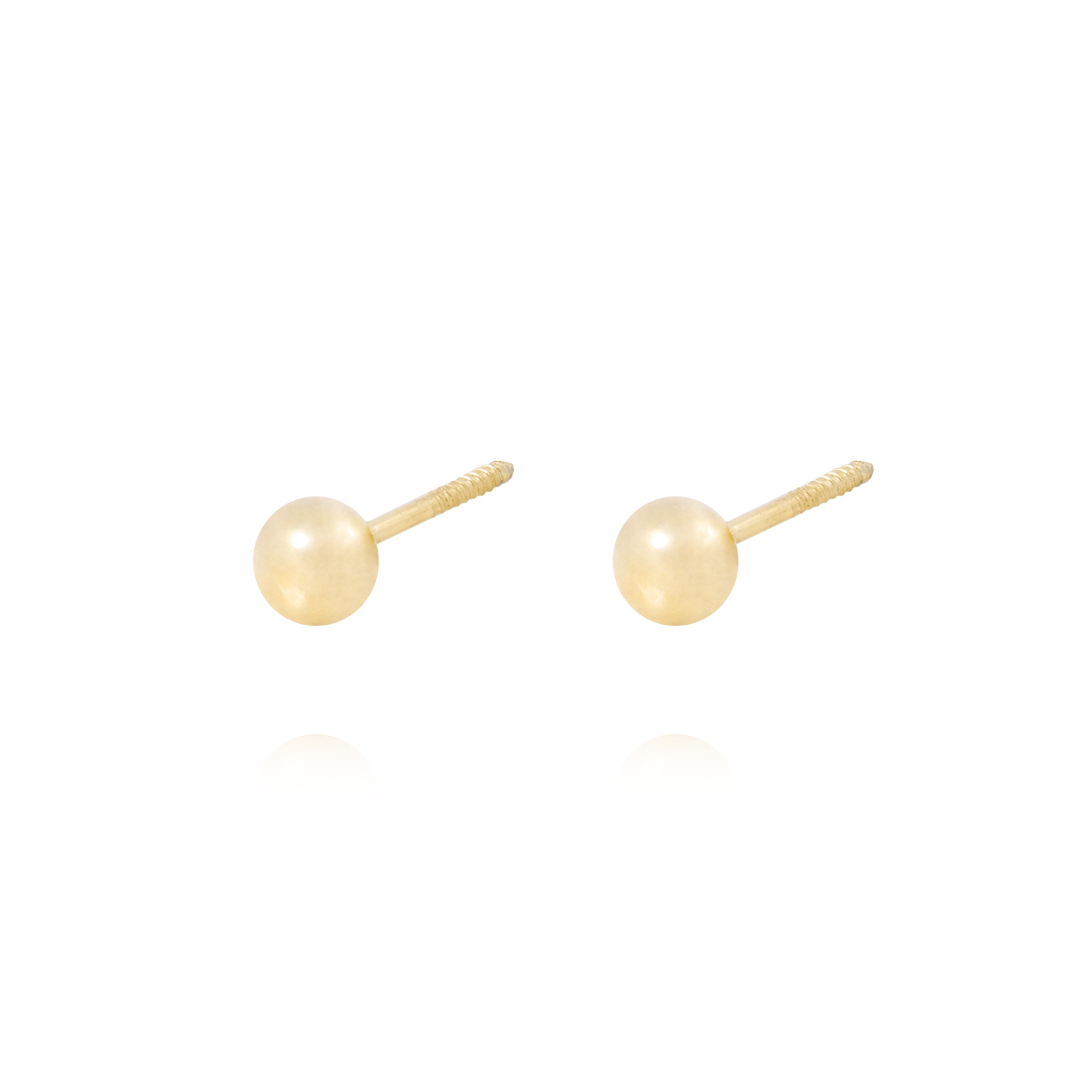 Aros de Oro 18kt Bolita Tornillo Hilo de 4mm 2