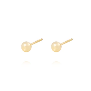 Aros de Oro 18kt Bolita Tornillo Hilo de 4mm