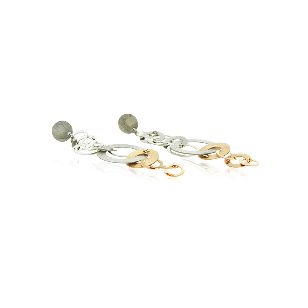 Aros Plata Esterlina 925 Discos Bicolor Revestido en Oro 18kt 2