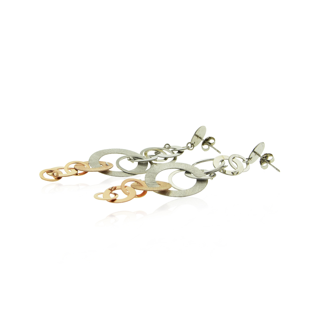 Aros Plata Esterlina 925 Discos Bicolor Revestido en Oro 18kt 3