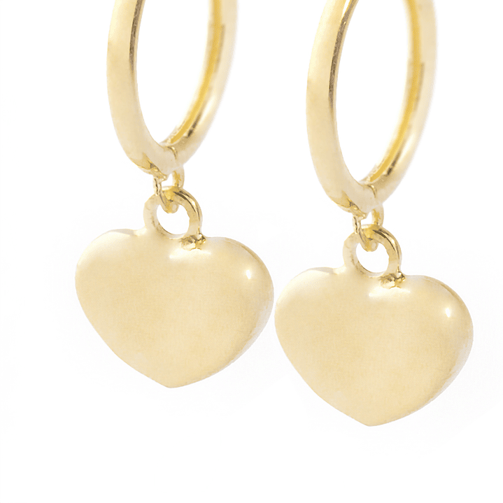 Aros Oro Amarillo 18kt Corazón Colgante 2