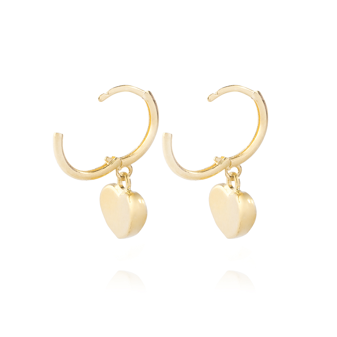 Aros Oro Amarillo 18kt Corazón Colgante 3
