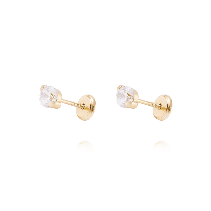 Aros de Oro de 18kt Circón 4mm 1