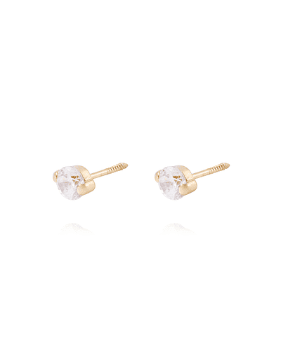 Aros de Oro de 18kt Circón 4mm