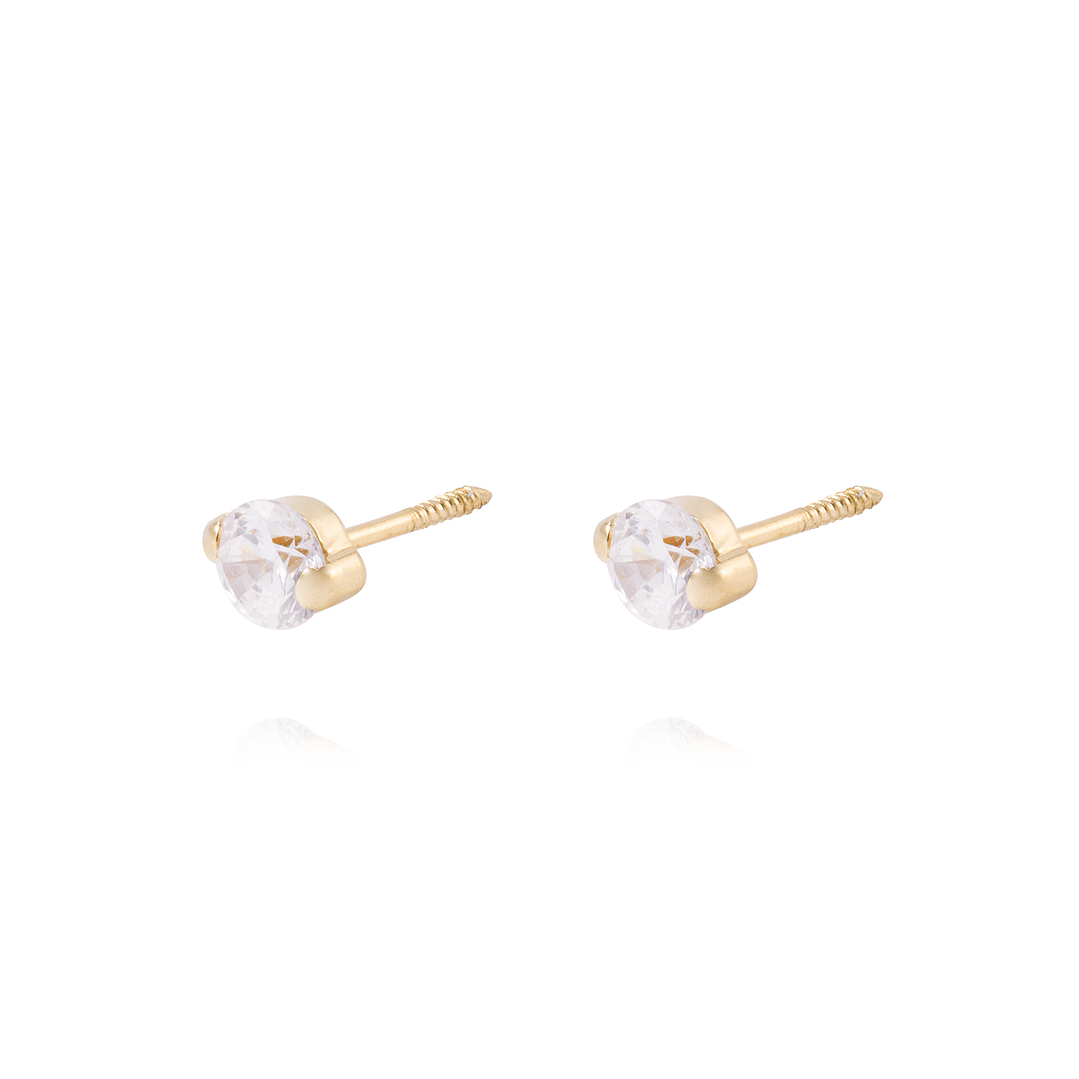 Aros de Oro de 18kt Circón 4mm 2