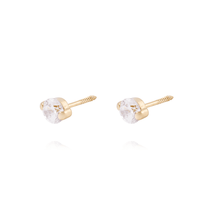 Aros de Oro de 18kt Circón 4mm 2