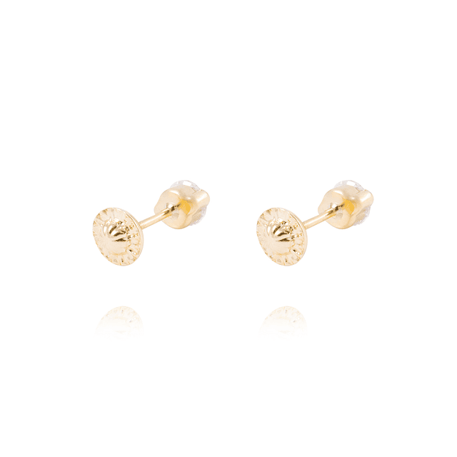 Aros de Oro de 18kt Circón 4mm