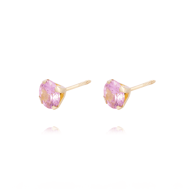 Aros de Oro de 18kt Rosa Francia solitario 6mm