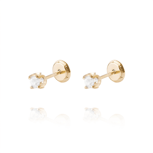 Aros de Oro 18kt Circón 3MM