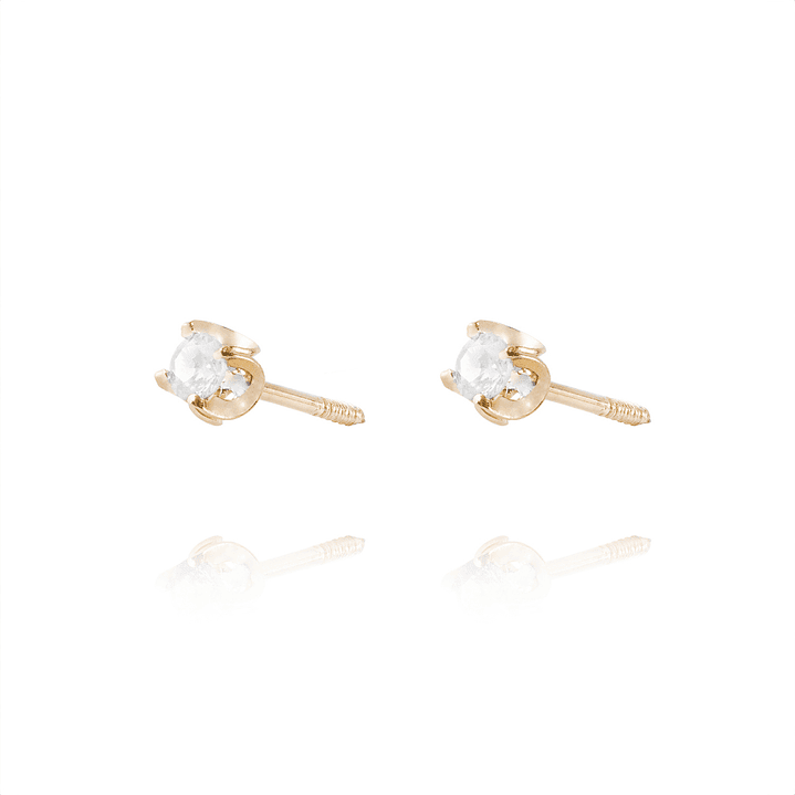 Aros de Oro 18kt Circón 3MM 2