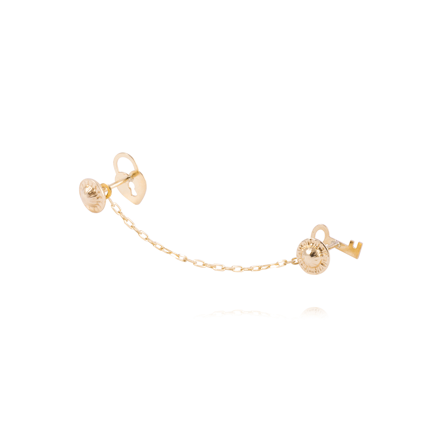 Piercing de Oro de 9kt Candado de corazón y llave con colgante 4