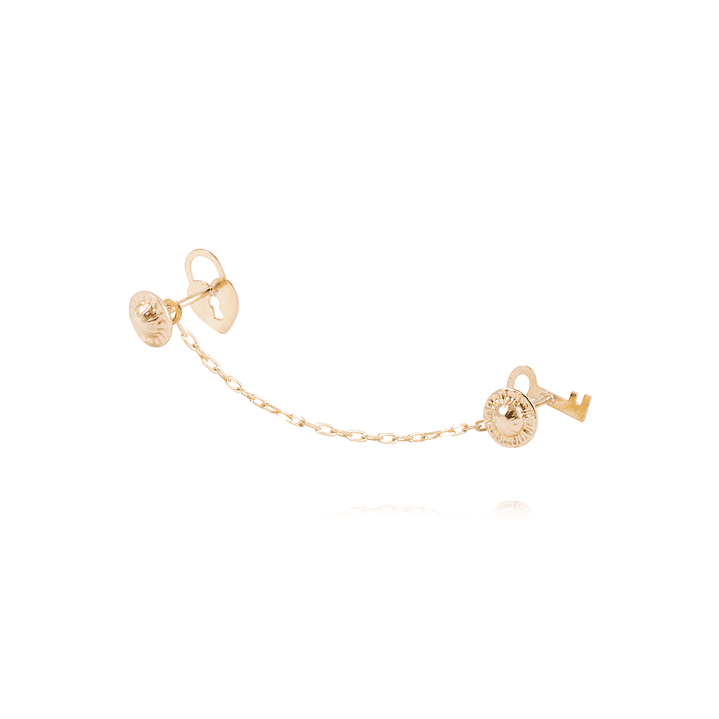 Piercing de Oro de 9kt Candado de corazón y llave con colgante 4